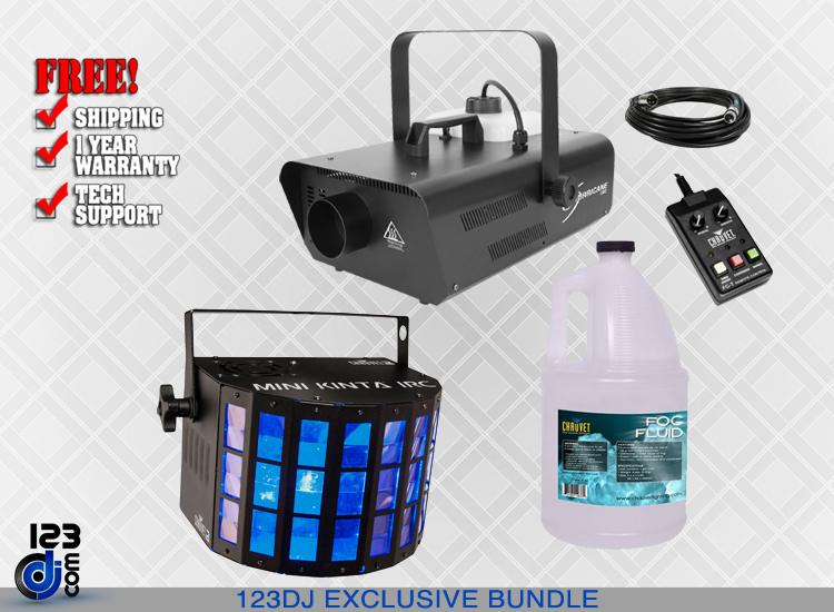 Chauvet DJ Hurricane 1302 Compact Water-Based Fog Machine with Mini Kinta IRC Effect Light Package