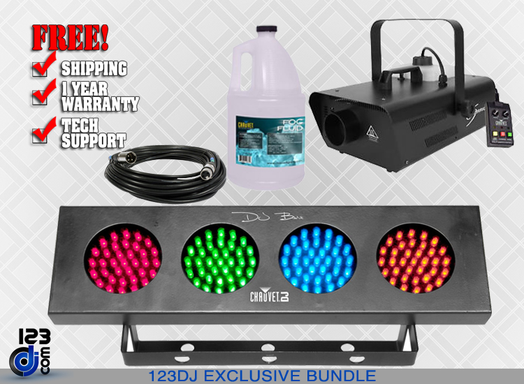 Chauvet DJ Hurricane 1302 Compact Water-Based Fog Machine with RGBA LED Wash Effect Light Package