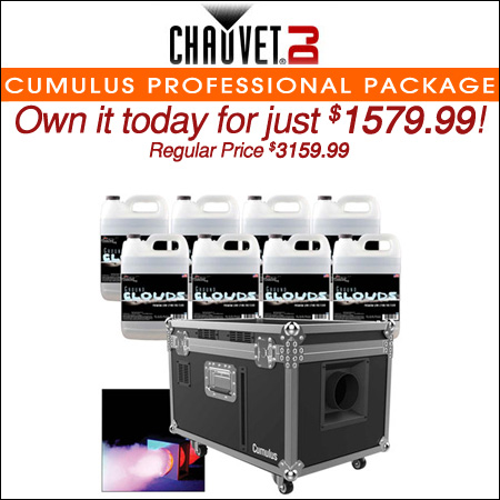 Chauvet DJ Cumulus Professional Low-lying Fog Machine with (8) Gallons of Fog Fluid Package