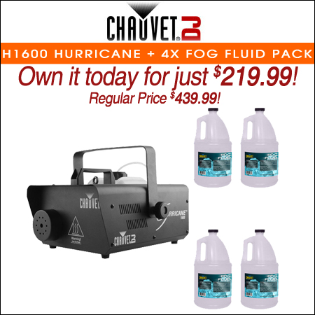 Chauvet DJ H1600 Hurricane 1600 Fog Machine +4x Fog Fluid Juice Gallon