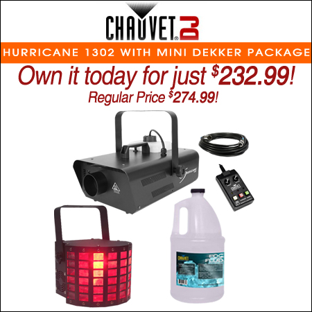  Chauvet DJ Hurricane 1302 Compact Water-Based Fog Machine with Mini Dekker Effect Light Package
