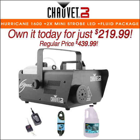 Chauvet DJ Hurricane 1600 H1600 Fog Machine +Wireless Remote +Fluid +DMX Cable