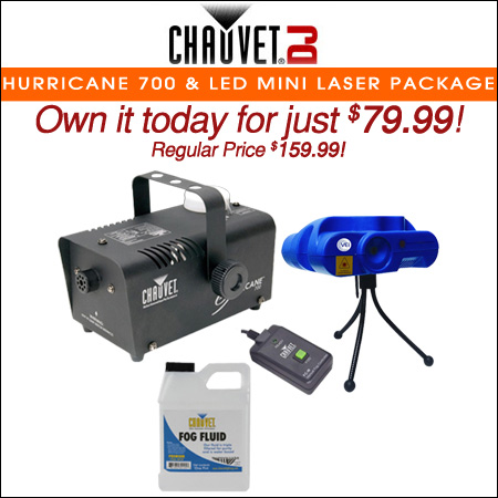  Chauvet DJ Hurricane 700 Fog Machine & LED Mini Laser Package