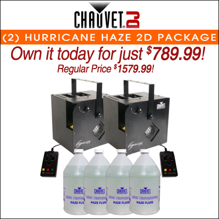  Chauvet DJ Hurricane Haze 2D Haze Machine & 4 Gallons of Hazer Fluid Bundle