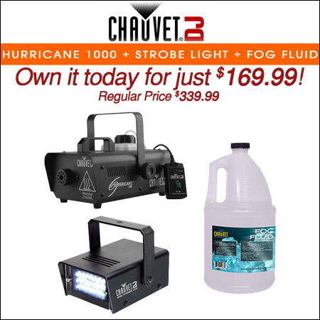 Chauvet DJ Hurricane 1000 + Strobe Light + Fog Fluid 