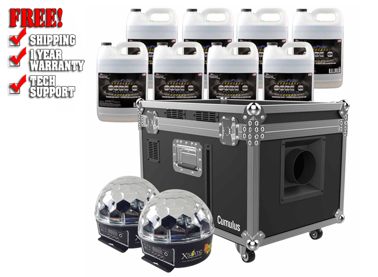 Chauvet DJ Cumulus Pro Low-lying Fog Machine + Fog Fluid + Derby Effect Light 