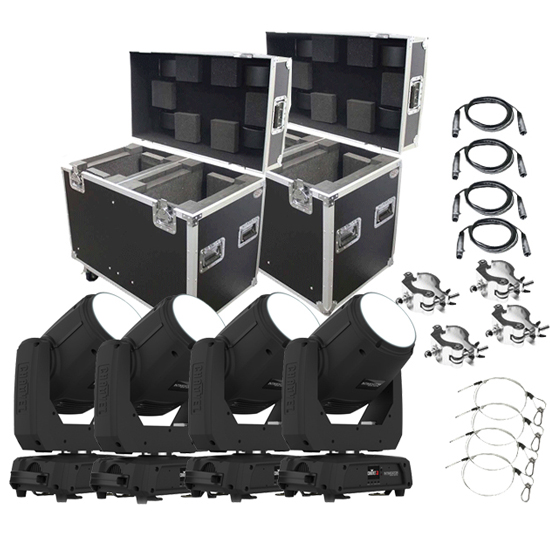 Chauvet DJ Intimidator Beam 355 IRC & Road Case Quad Bundle