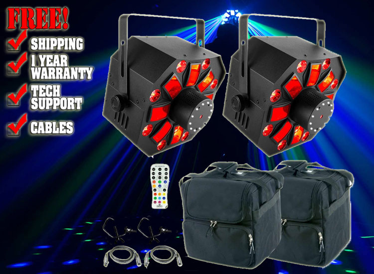 Chauvet DJ Swarm Wash FX 4-in-1 LED Effect Light w/Laser & Strobe & Remote Duo Package 