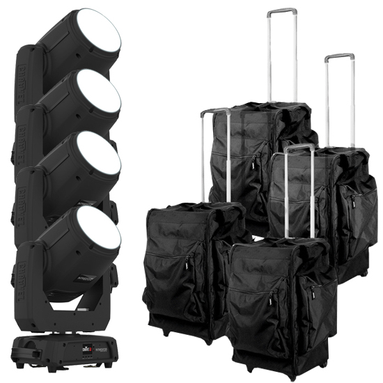 Chauvet DJ Intimidator Beam 355 IRC & Road Case Quad Bundle