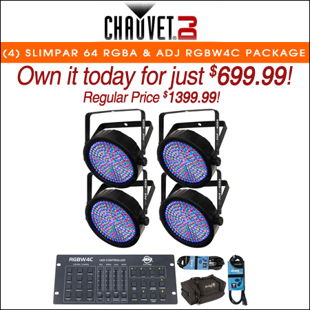 (4) Chauvet DJ SlimPAR 64 RGBA & ADJ RGBW4C Package 