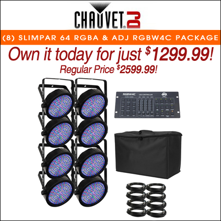 (8) Chauvet DJ SlimPAR 64 RGBA & ADJ RGBW4C Package