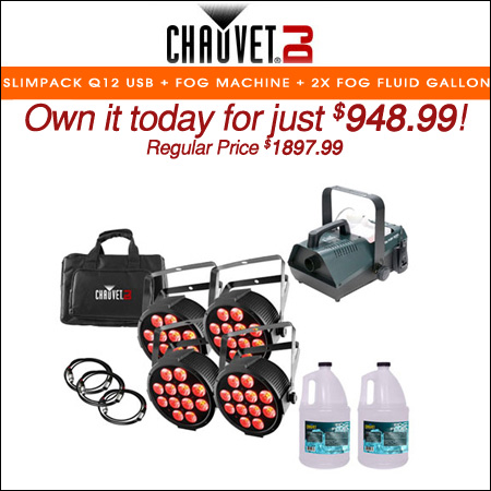 CHAUVET DJ SlimPACK Q12 USB + Fog Machine + 2x Fog Fluid Gallon