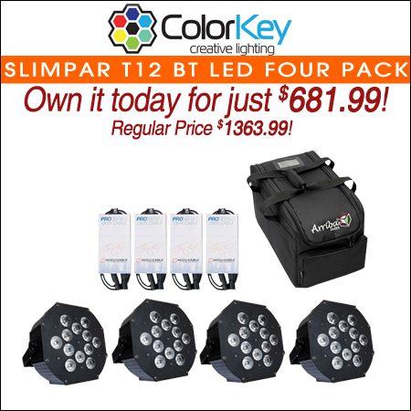 ColorKey WaferPar HEX 12 4 Pack with Bag & DMX Cables 