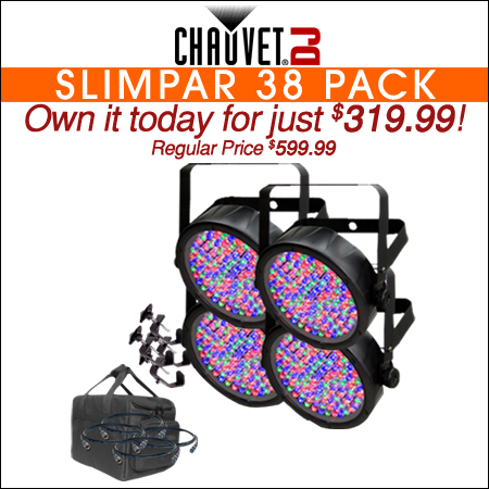  Chauvet SlimPar 38 Pack with Cables, Clamps and Bag