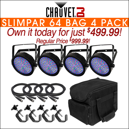 Chauvet SlimPar 64 Four Pack with Bag, Clamps and Cables