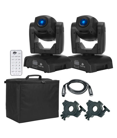 (2) American DJ Pocket Pro Moving Heads with UC-IR Universal Remote Control Package