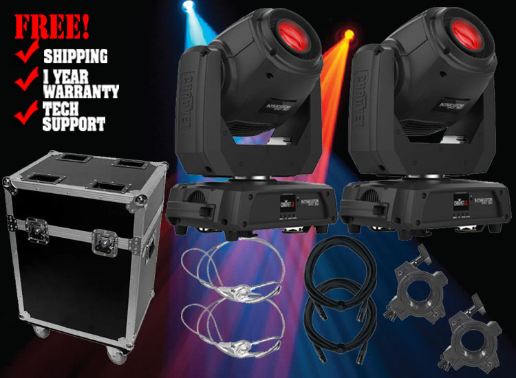 (2) Chauvet DJ Intimidator Spot 360X 100W LED Moving Heads with Carrying Case Package