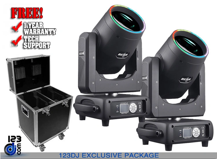 (2) Eliminatrix Halo 295 Beam Moving Head with Case Package