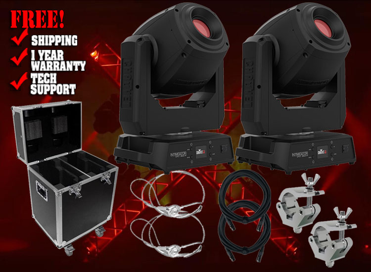 Chauvet DJ Intimidator Spot 360X IP Moving Heads Pair with Lighting Case Package