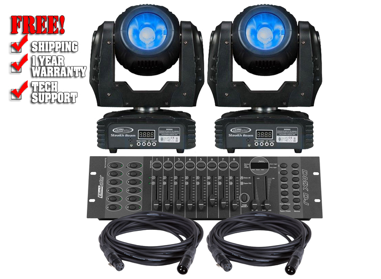 Eliminator Stealth Beam LED Moving Head 2-Pack Lighting System 