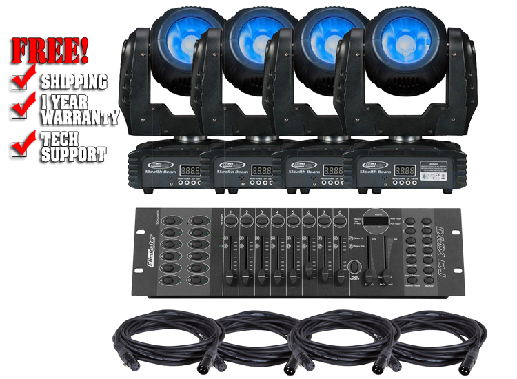 Eliminator Stealth Beam LED Moving Head 4-Pack Lighting System 