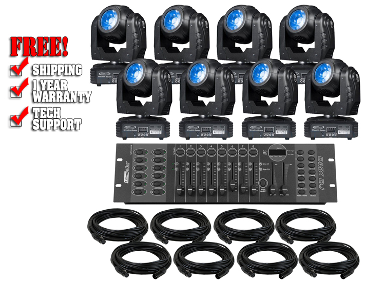 Eliminator Stealth Beam LED Moving Head 8-Pack Lighting System 