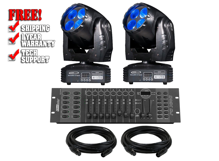 Eliminator Stealth Craze LED Moving Head 2-Pack Lighting System