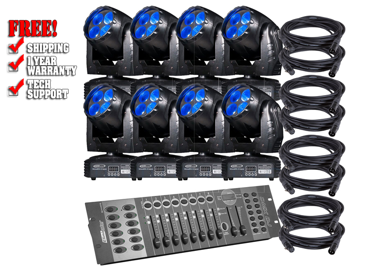 Eliminator Stealth Craze LED Moving Head 8-Pack Lighting System