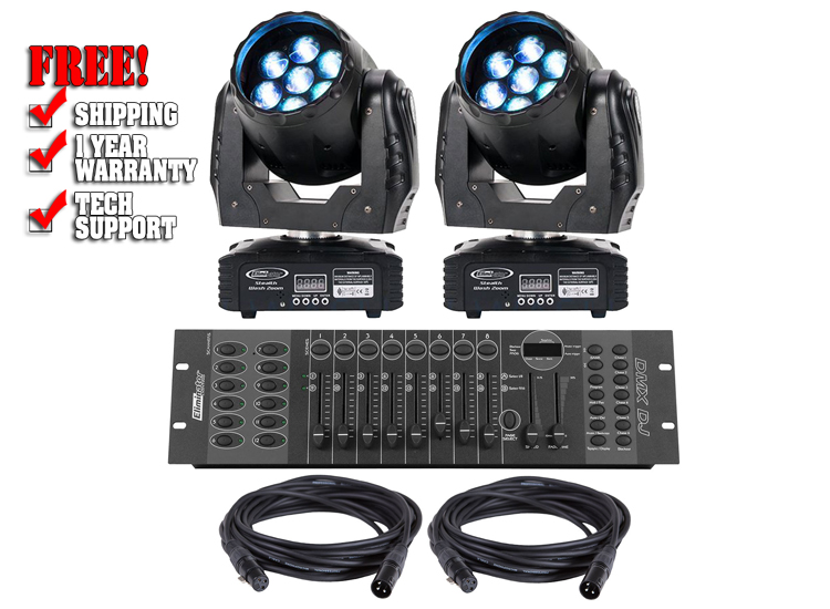 Eliminator Stealth Wash LED Moving Head 2-Pack Lighting System