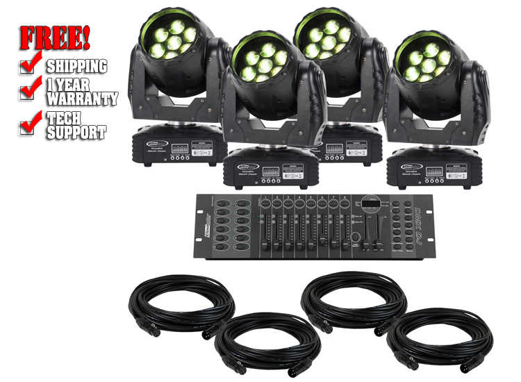 Eliminator Stealth Wash LED Moving Head 4-Pack Lighting System