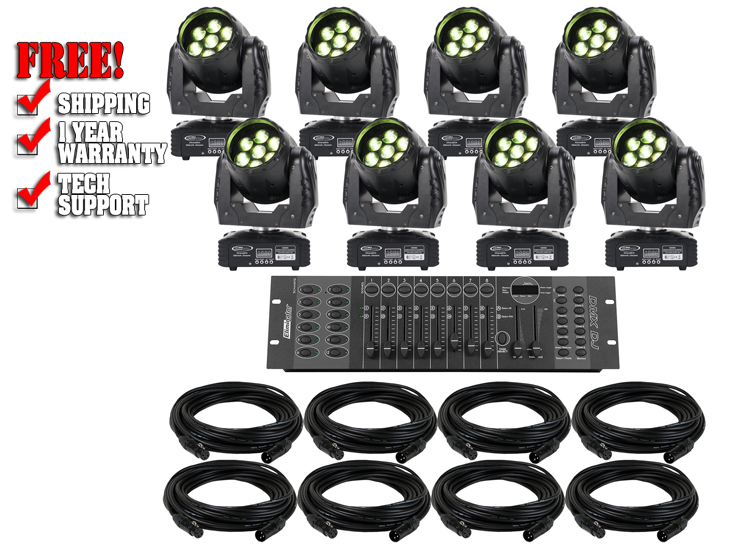 Eliminator Stealth Wash LED Moving Head 8-Pack Lighting System