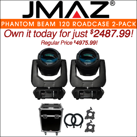 JMAZ Lighting Phantom Beam 120 Moving Head 2-Pack with Road Cases
