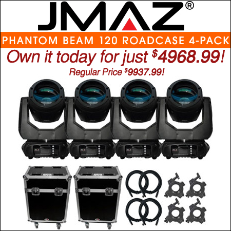 JMAZ Lighting Phantom Beam 120 Moving Head 4-Pack with Road Cases