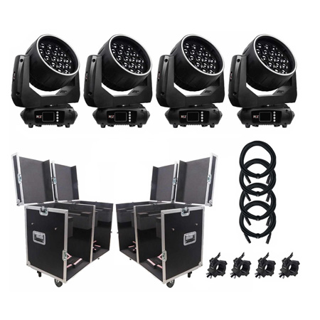 JMAZ Phantom PixelWash 1930Z Moving Head 4-Pack with Road Cases