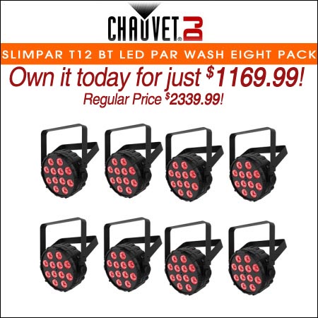 Chauvet SlimPAR T12 BT LED Par Wash w/ Bluetooth Eight Pack