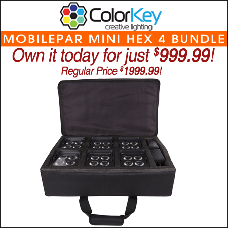 ColorKey MobilePar Mini Hex 4 Bundle with Carrying Case (6-Pack)