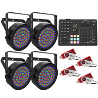 Chauvet DJ SlimPAR 64 RGBA ILS 4-Pack & Lighting Controller Package