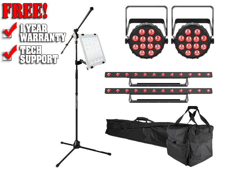 (2) Chauvet DJ SlimPAR T12 BT Bluetooth Wash Lights with COLORband T3 BT Wash Lights Package 