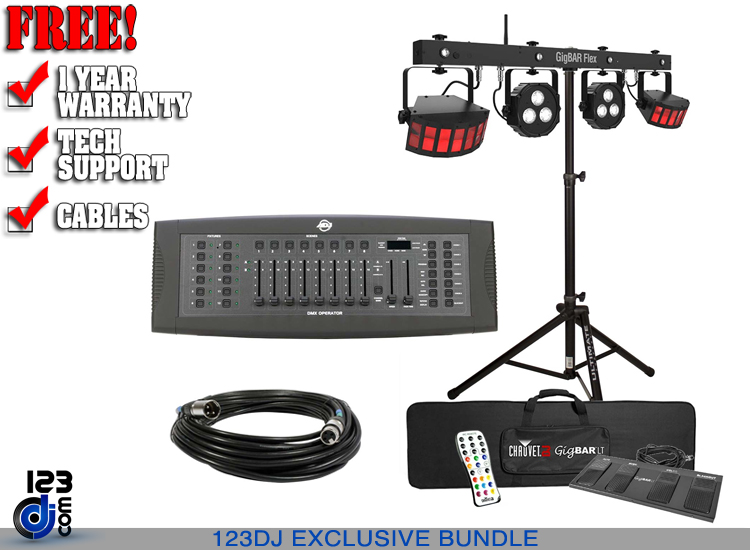 Chauvet GigBar Flex System with American DJ DMX Controller and Ultimate Support Stand Package 