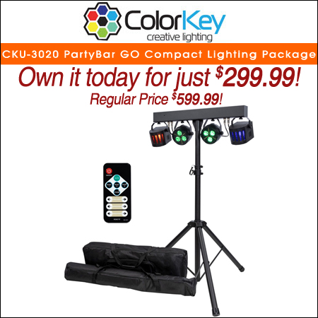 ColorKey CKU-3020 PartyBar GO Compact All-In-One Battery Powered Lighting Package