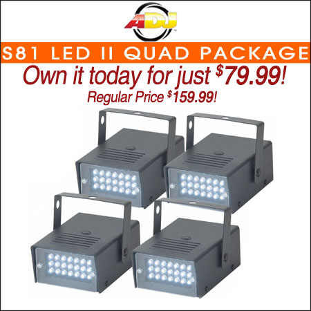 American DJ S81 LED II Mini Strobe Lights Quad Package