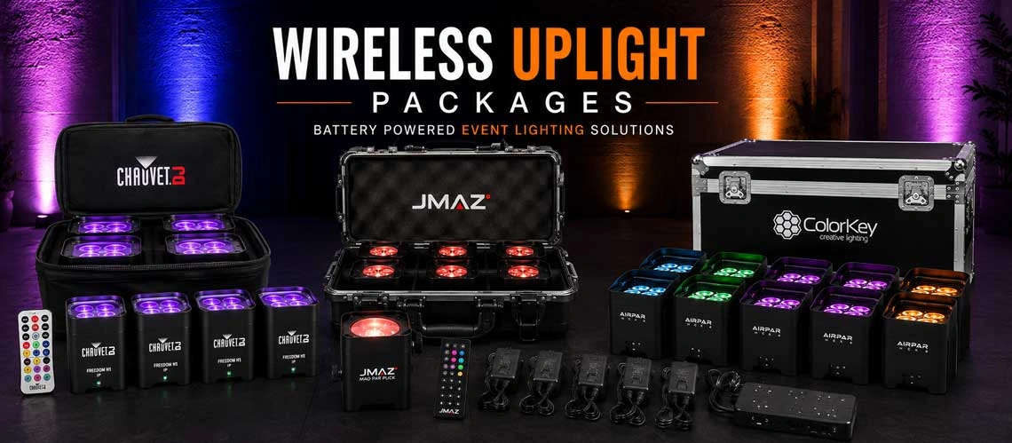 LED Uplighting Packages for DJs, Events and Stage Lighting