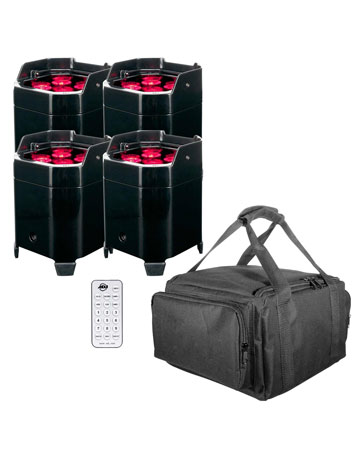 (4) American DJ Element HEX Battery Powered Wireless LED Pars Package