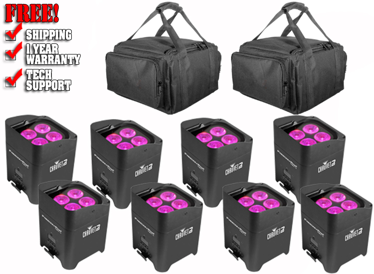 CHAUVET DJ 8 FREEDOM PAR HEX4 Pack with Carrying Bags