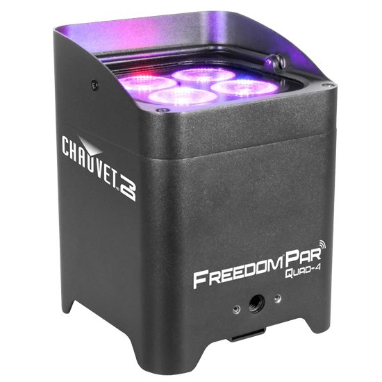 CHAUVET DJ 8 Freedom Par Quad-4 Bundle with FlareCON Air Adapter & Rolling Carry Bag
