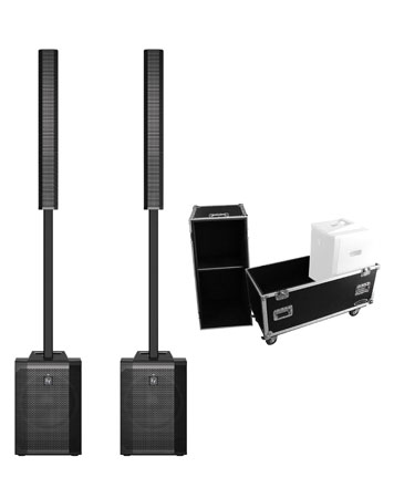 2 Electro-Voice EVOLVE 50 + Rolling Flight Case Bundle