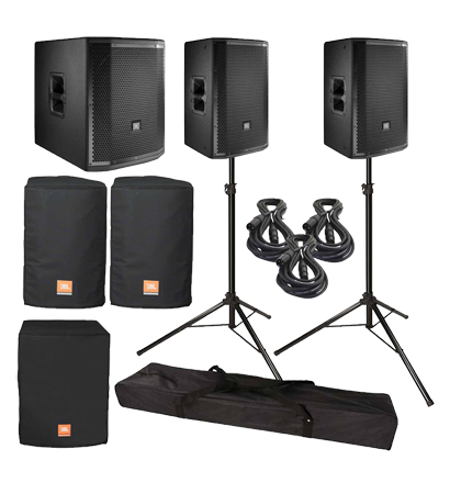 (2) JBL PRX812W Monitors with 15inch Self-Powered Subwoofer and Covers
