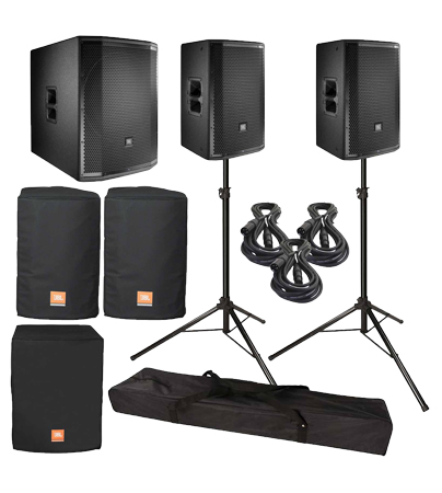 (2) JBL PRX812W Monitors with 18inch Self-Powered Subwoofer and Covers