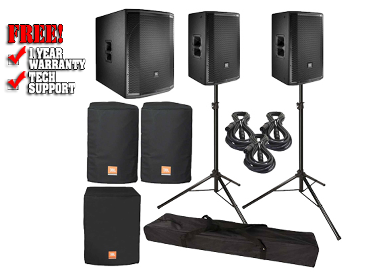 (2) JBL PRX812W Monitors with 18inch Self-Powered Subwoofer and Covers