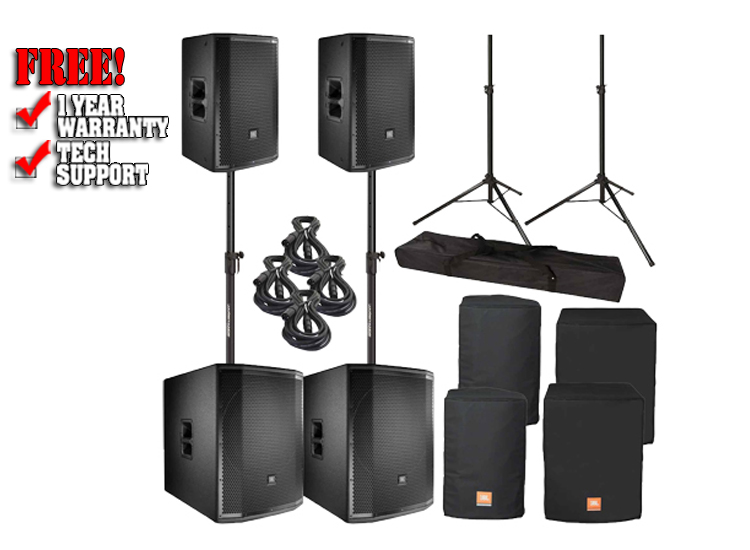 JBL PRX812W Monitors with (2) 18inch Self-Powered Subwoofer and Covers